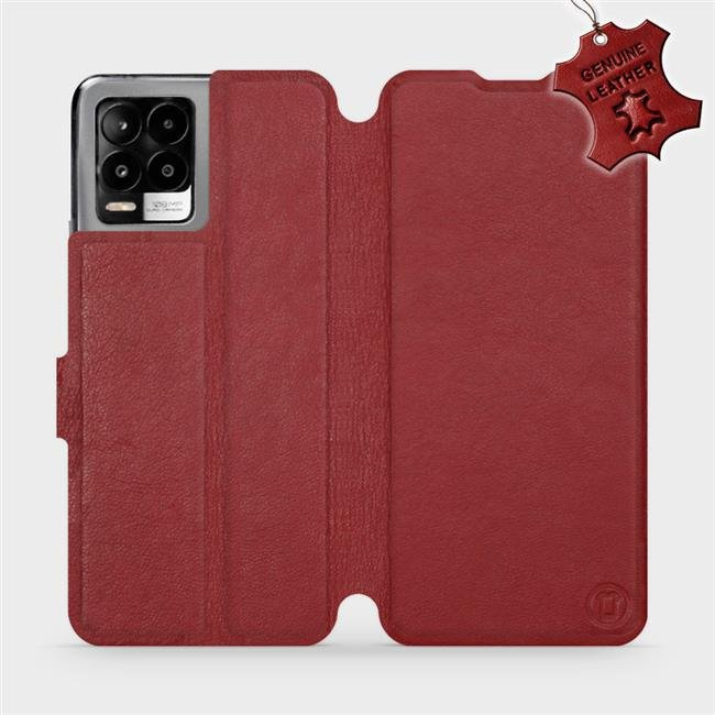 Kožené flip pouzdro Mobiwear - Realme 8 Pro - Tmavě červené