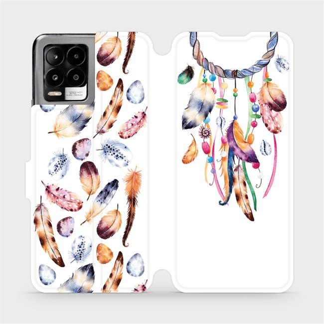 Flipové pouzdro Mobiwear - Realme 8 - M003S Lapač a barevná pírka