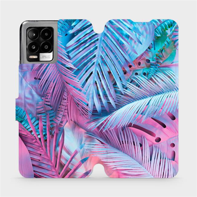 Flipové pouzdro Mobiwear - Realme 8 - MG10S Fialové a modré listy