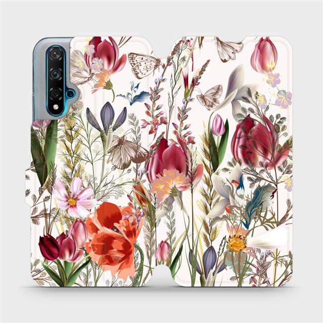 Flipové pouzdro Mobiwear - Huawei Nova 5T - MP01S Rozkvetlá louka