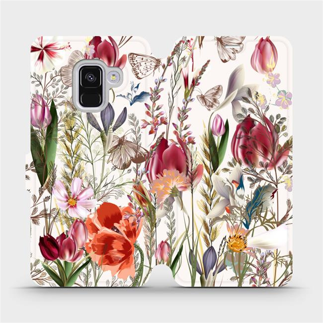 Flipové pouzdro Mobiwear - Samsung Galaxy A8 2018 - MP01S Rozkvetlá louka