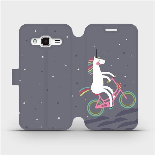 Flipové pouzdro Mobiwear - Samsung Galaxy J3 2016 - V024P Jednorožec na kole