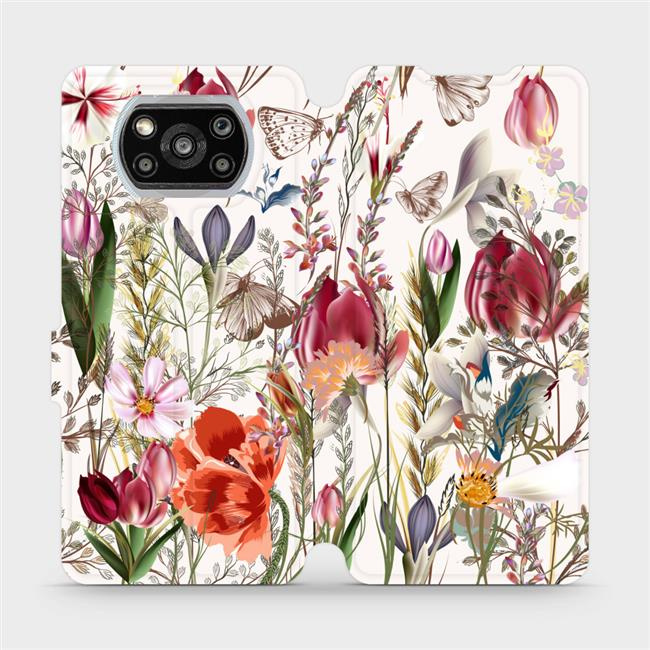 Flipové pouzdro Mobiwear - Xiaomi POCO X3 NFC - MP01S Rozkvetlá louka