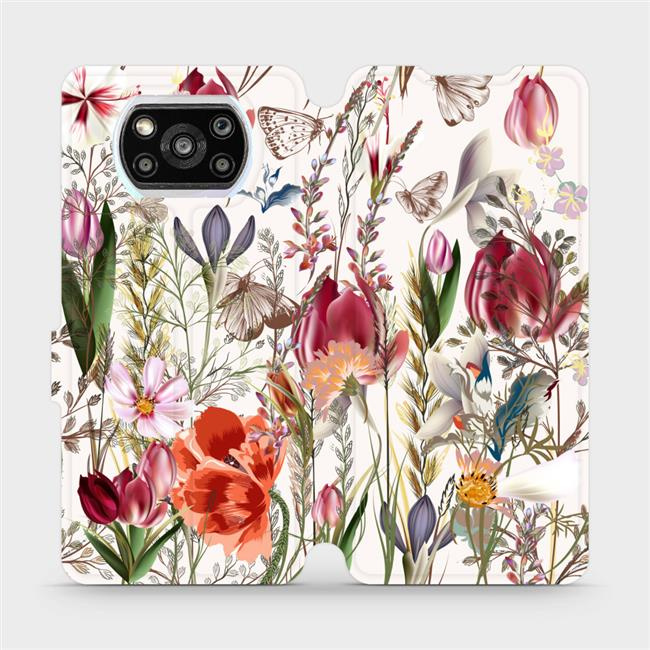 Flipové pouzdro Mobiwear - Xiaomi POCO X3 Pro - MP01S Rozkvetlá louka