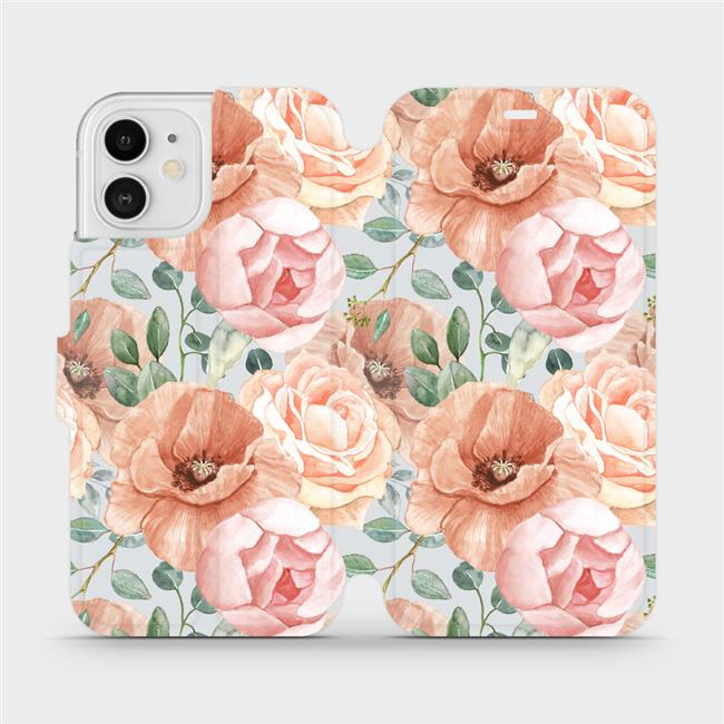 Flipové pouzdro Mobiwear - Apple iPhone 12 - MP02S Pastelové květy