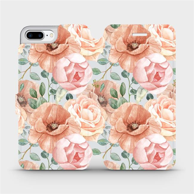 Flipové pouzdro Mobiwear - Apple iPhone 8 Plus - MP02S Pastelové květy