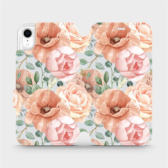 Flipové pouzdro Mobiwear - Apple iPhone XR - MP02S Pastelové květy