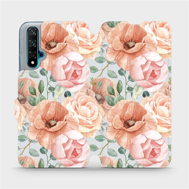 Flipové pouzdro Mobiwear - Huawei Nova 5T - MP02S Pastelové květy