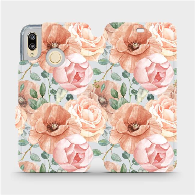 Flipové pouzdro Mobiwear - Huawei P20 Lite - MP02S Pastelové květy