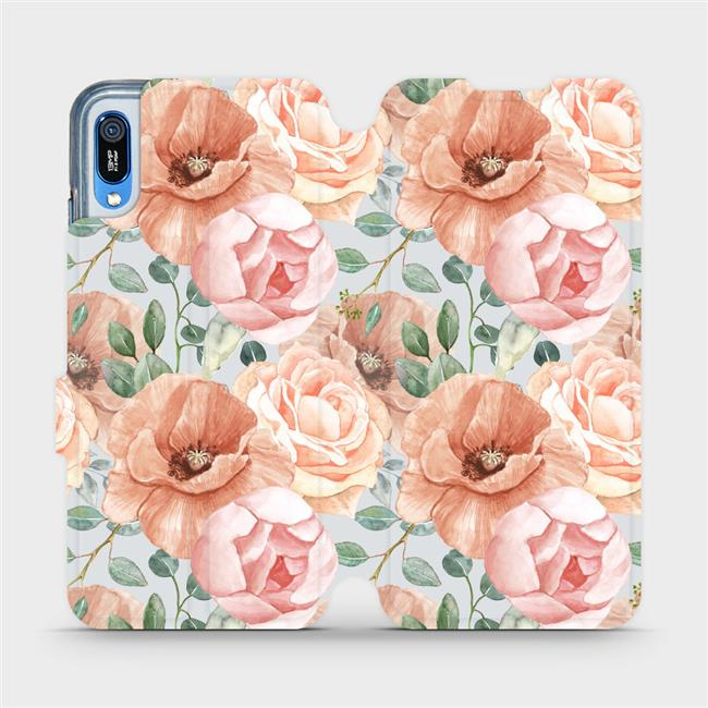 Flipové pouzdro Mobiwear - Huawei Y6 2019 - MP02S Pastelové květy