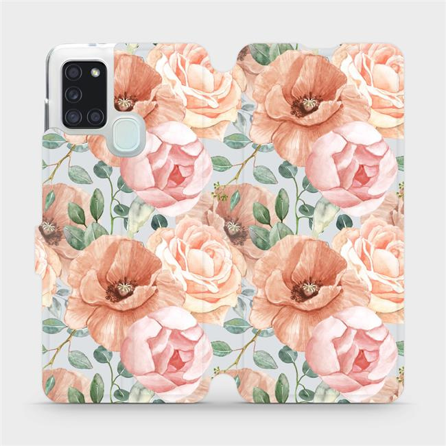 Flipové pouzdro Mobiwear - Samsung Galaxy A21S - MP02S Pastelové květy