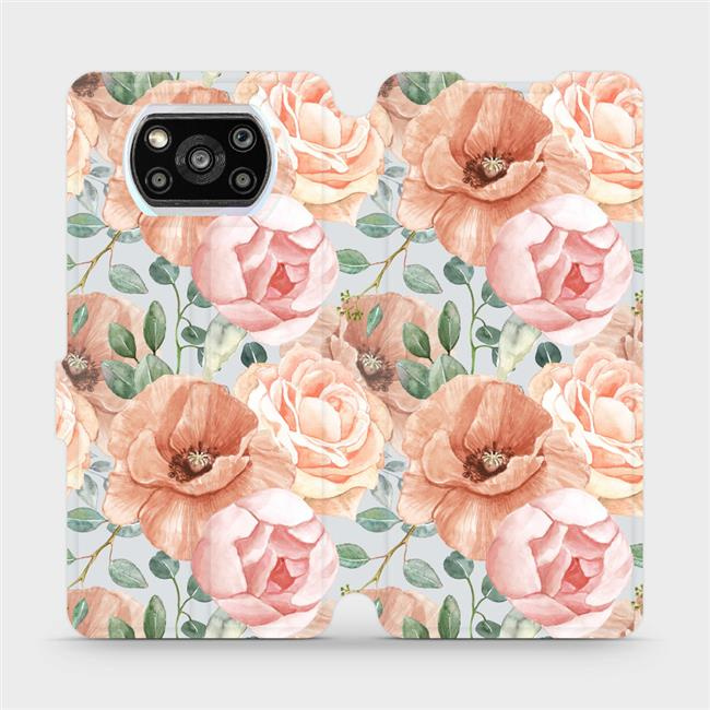 Flipové pouzdro Mobiwear - Xiaomi POCO X3 Pro - MP02S Pastelové květy