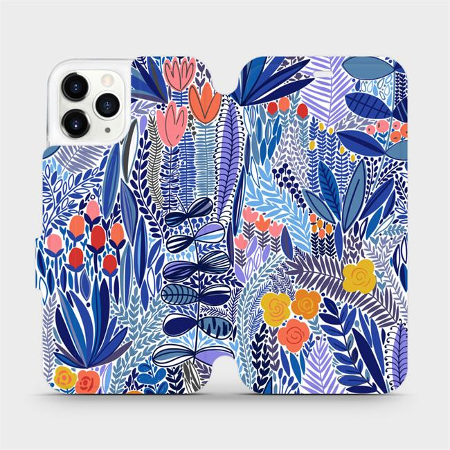 Flipové pouzdro Mobiwear - Apple iPhone 11 Pro - MP03P Modrá květena
