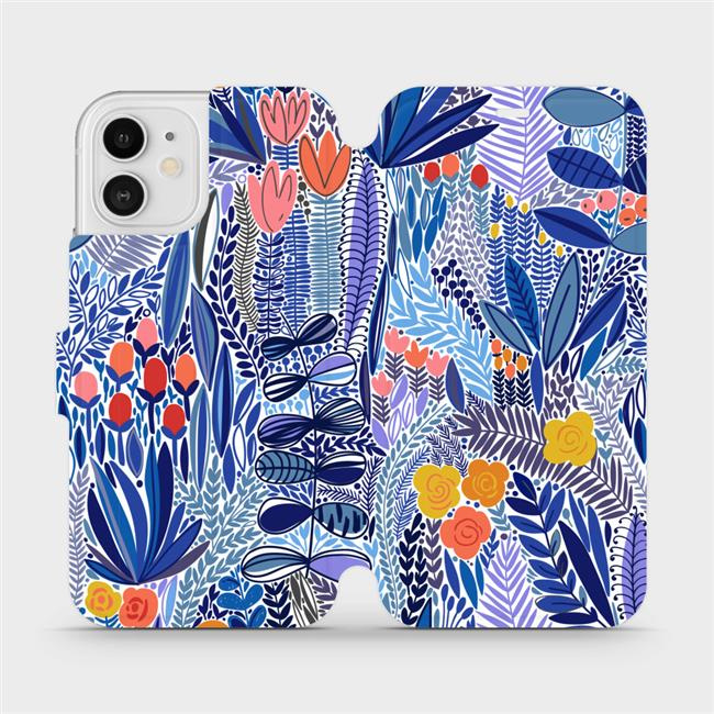 Flipové pouzdro Mobiwear - Apple iPhone 12 - MP03P Modrá květena