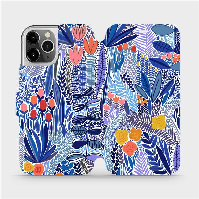 Flipové pouzdro Mobiwear - Apple iPhone 12 Pro - MP03P Modrá květena