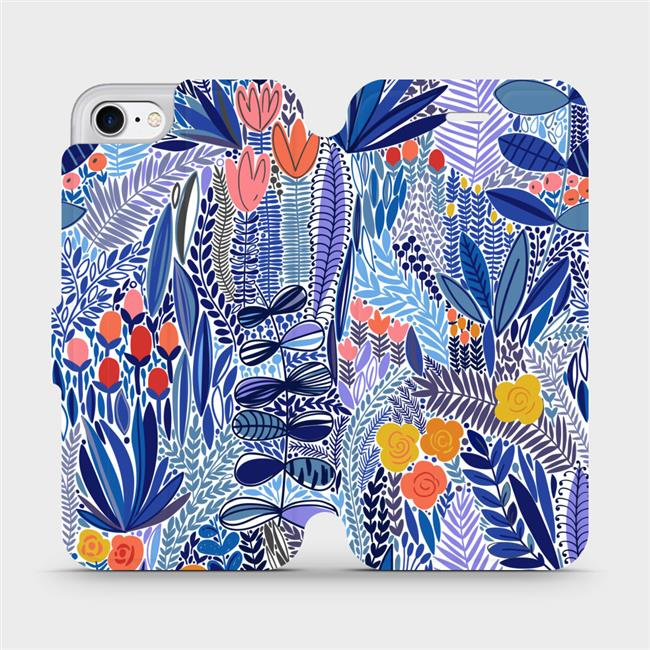Flipové pouzdro Mobiwear - Apple iPhone 7 - MP03P Modrá květena