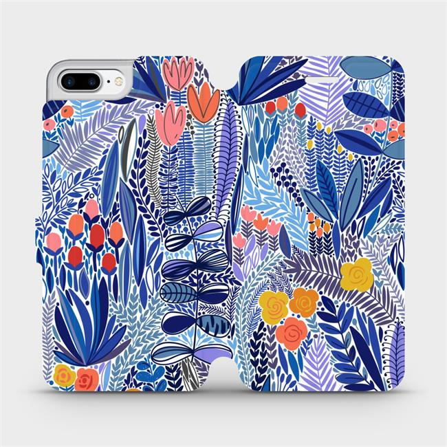 Flipové pouzdro Mobiwear - Apple iPhone 7 Plus - MP03P Modrá květena
