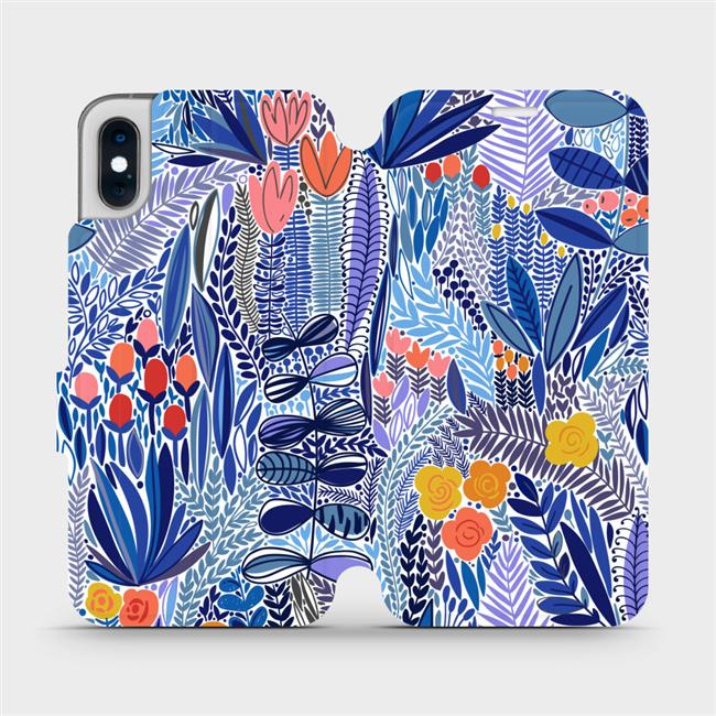 Flipové pouzdro Mobiwear - Apple iPhone XS - MP03P Modrá květena