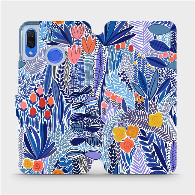 Flipové pouzdro Mobiwear - Huawei Nova 3 - MP03P Modrá květena