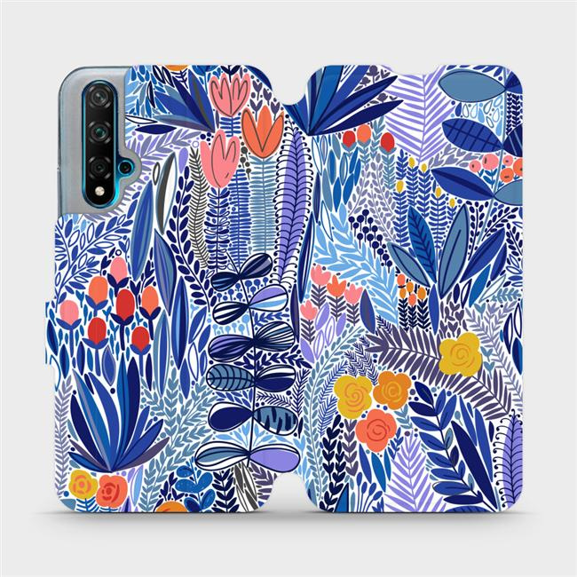 Flipové pouzdro Mobiwear - Huawei Nova 5T - MP03P Modrá květena
