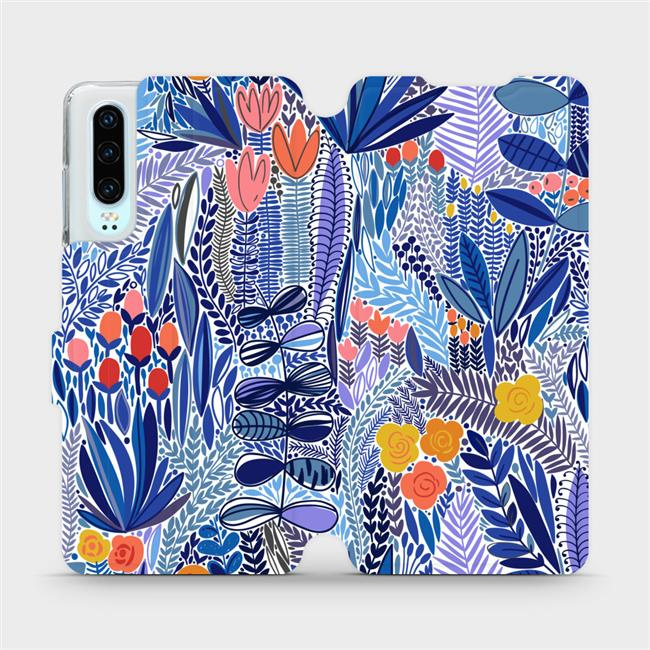 Flipové pouzdro Mobiwear - Huawei P30 - MP03P Modrá květena