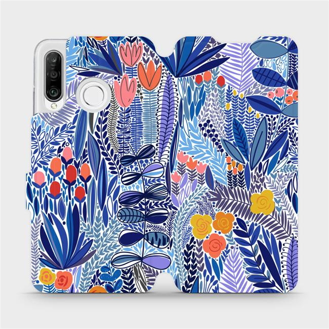 Flipové pouzdro Mobiwear - Huawei P30 Lite - MP03P Modrá květena