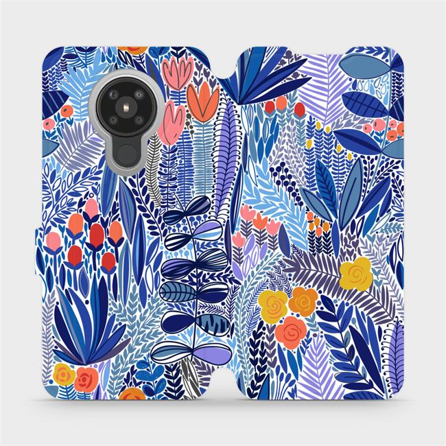 Flipové pouzdro Mobiwear - Nokia 5.3 - MP03P Modrá květena
