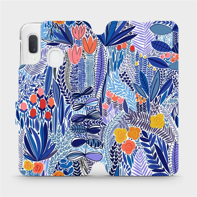 Flipové pouzdro Mobiwear - Samsung Galaxy A20e - MP03P Modrá květena