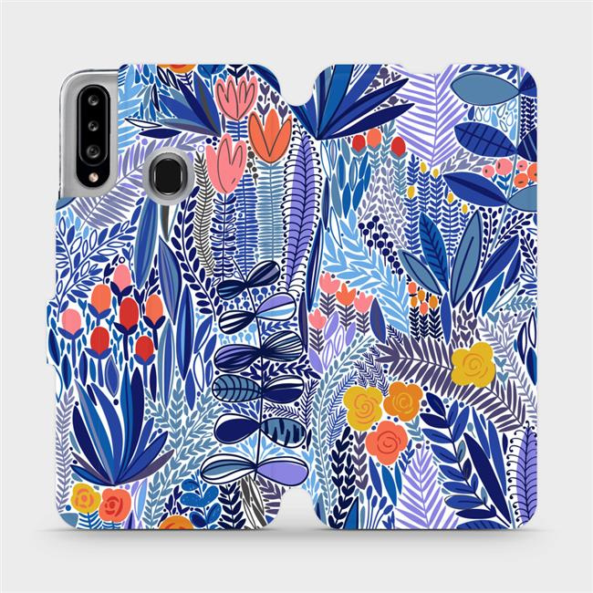 Flipové pouzdro Mobiwear - Samsung Galaxy A20S - MP03P Modrá květena