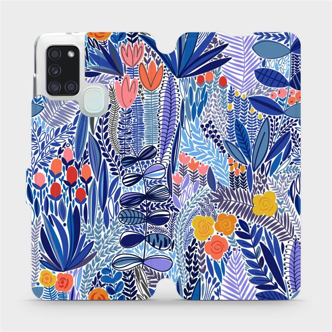 Flipové pouzdro Mobiwear - Samsung Galaxy A21S - MP03P Modrá květena