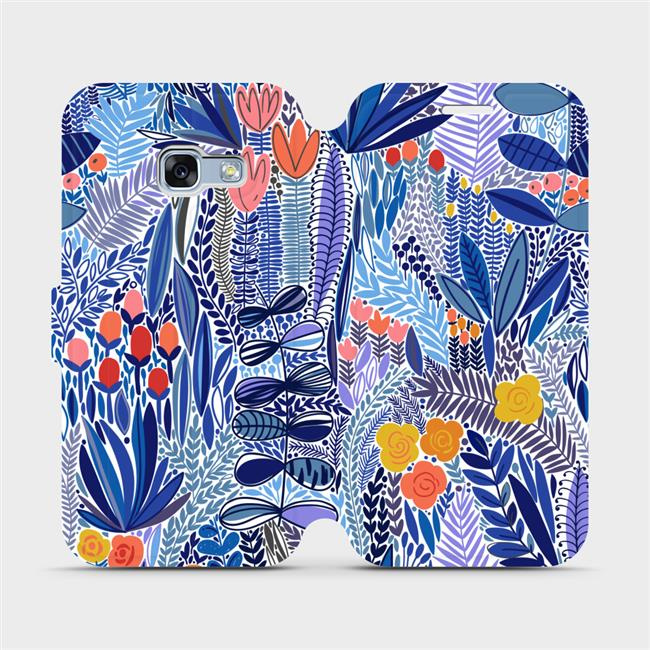 Flipové pouzdro Mobiwear - Samsung Galaxy A3 2017 - MP03P Modrá květena