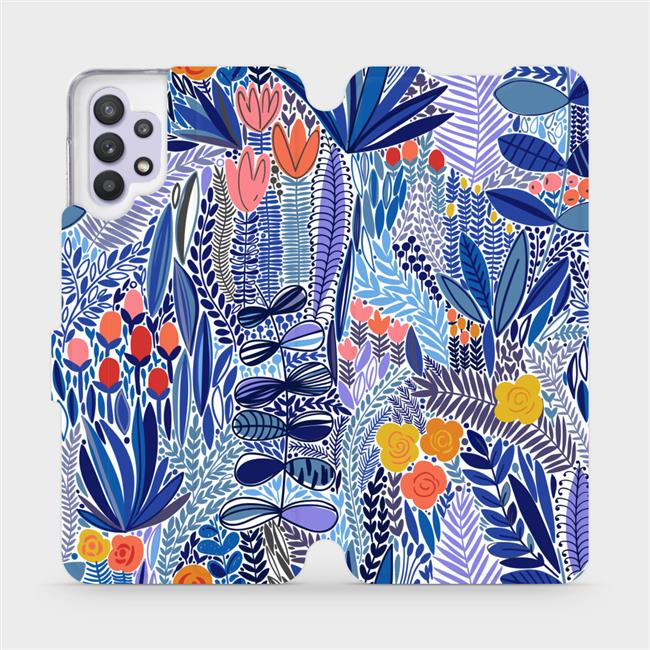 Flipové pouzdro Mobiwear - Samsung Galaxy A32 5G - MP03P Modrá květena