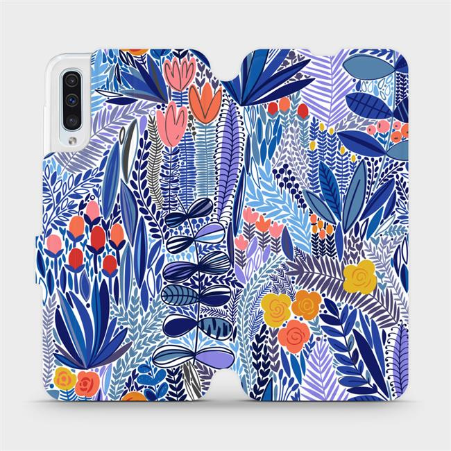 Flipové pouzdro Mobiwear - Samsung Galaxy A50 - MP03P Modrá květena