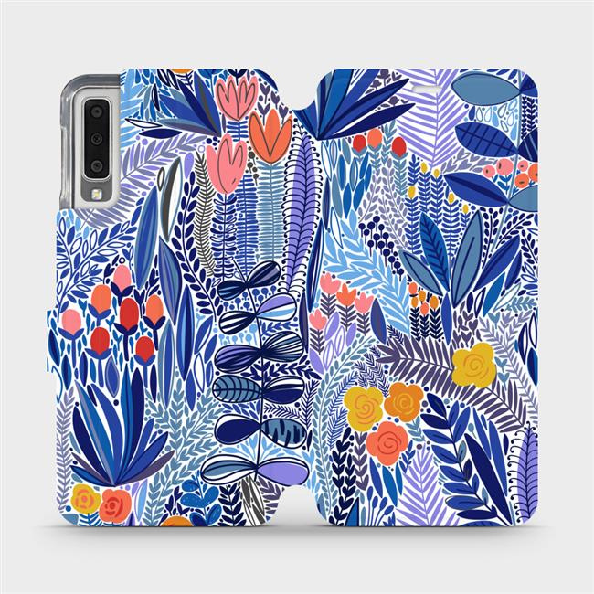 Flipové pouzdro Mobiwear - Samsung Galaxy A7 2018 - MP03P Modrá květena