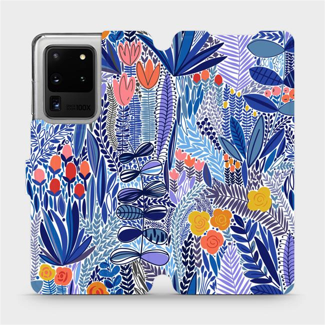 Flipové pouzdro Mobiwear - Samsung Galaxy S20 Ultra - MP03P Modrá květena