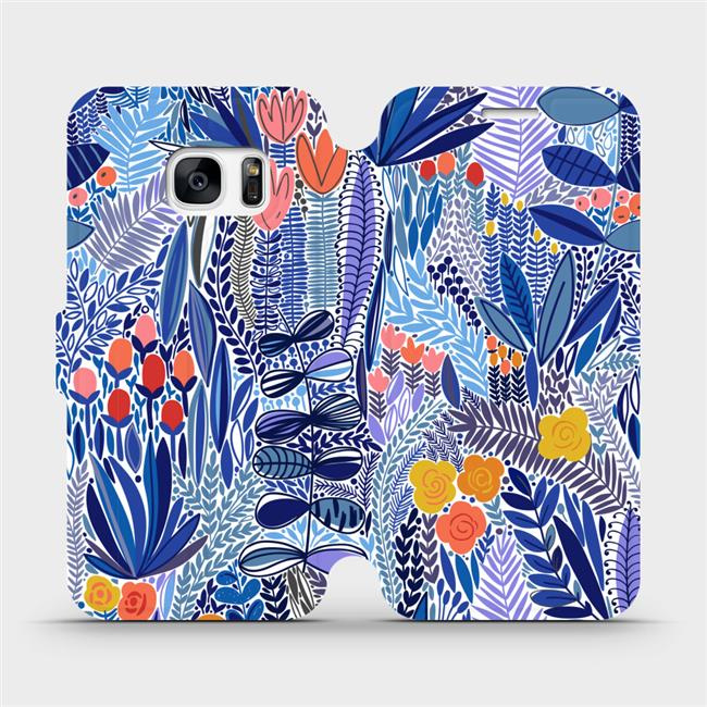 Flipové pouzdro Mobiwear - Samsung Galaxy S7 - MP03P Modrá květena
