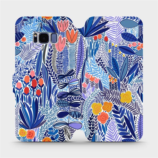 Flipové pouzdro Mobiwear - Samsung Galaxy S8 - MP03P Modrá květena