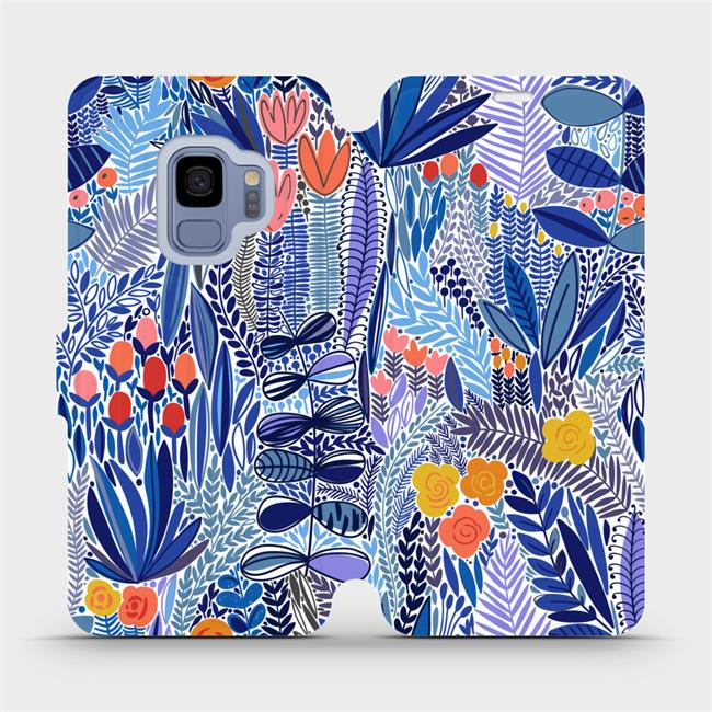 Flipové pouzdro Mobiwear - Samsung Galaxy S9 - MP03P Modrá květena
