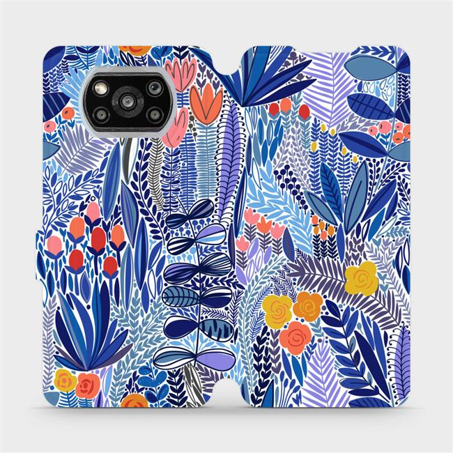 Flipové pouzdro Mobiwear - Xiaomi POCO X3 NFC - MP03P Modrá květena