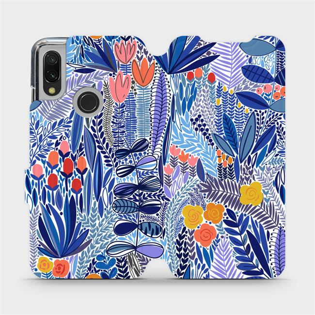 Flipové pouzdro Mobiwear - Xiaomi Redmi 7 - MP03P Modrá květena