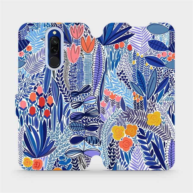Flipové pouzdro Mobiwear - Xiaomi Redmi 8 - MP03P Modrá květena
