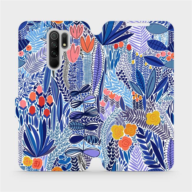 Flipové pouzdro Mobiwear - Xiaomi Redmi 9 - MP03P Modrá květena