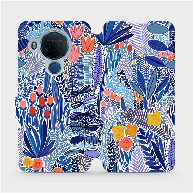 Flipové pouzdro Mobiwear - Nokia 5.4 - MP03P Modrá květena