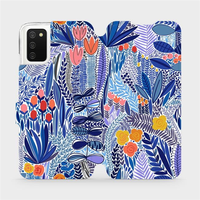 Flipové pouzdro Mobiwear - Samsung Galaxy A02S - MP03P Modrá květena