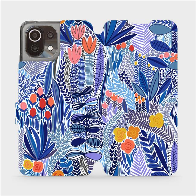 Flipové pouzdro Mobiwear - Xiaomi Mi 11 Lite - MP03P Modrá květena