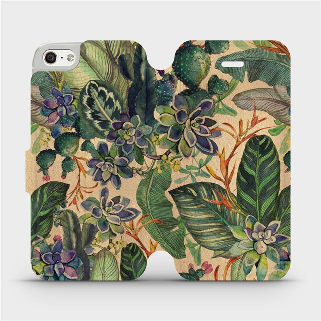 Flipové pouzdro Mobiwear - Apple iPhone SE / iPhone 5 / iPhone 5S - VP05S Sukulenty