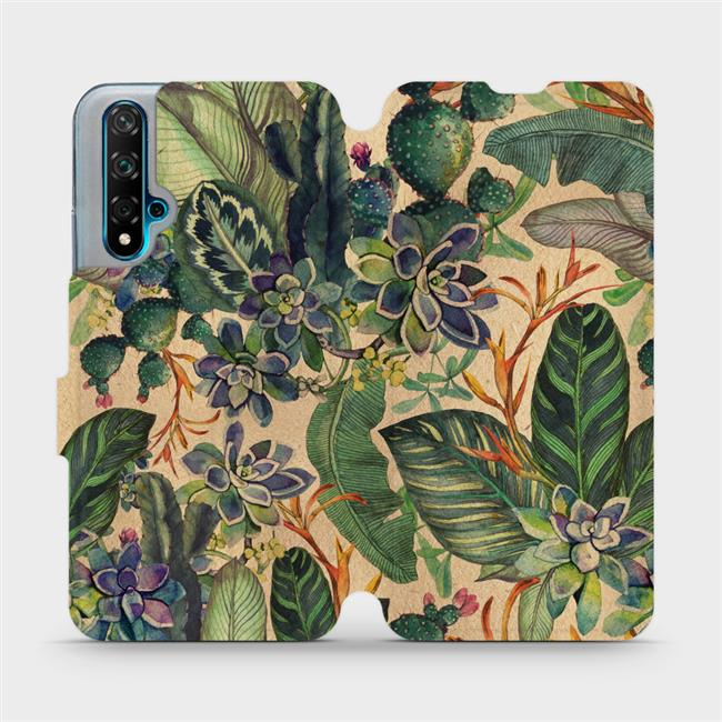 Flipové pouzdro Mobiwear - Huawei Nova 5T - VP05S Sukulenty