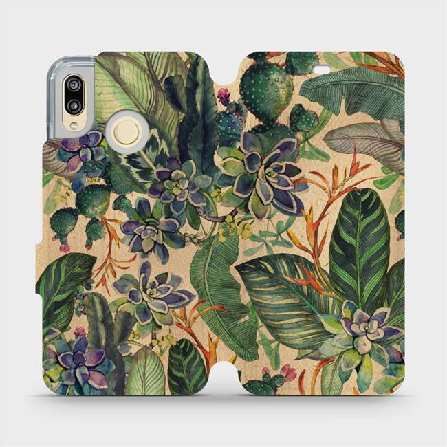 Flipové pouzdro Mobiwear - Huawei P20 Lite - VP05S Sukulenty