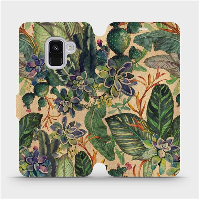 Flipové pouzdro Mobiwear - Samsung Galaxy A8 2018 - VP05S Sukulenty