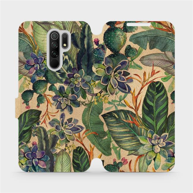 Flipové pouzdro Mobiwear - Xiaomi Redmi 9 - VP05S Sukulenty